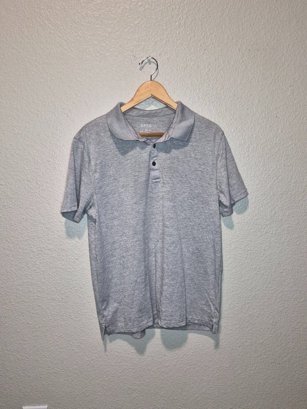 Apt, 9 Men’s Short Sleeve Polo Shirt Size Large, Gray/ White